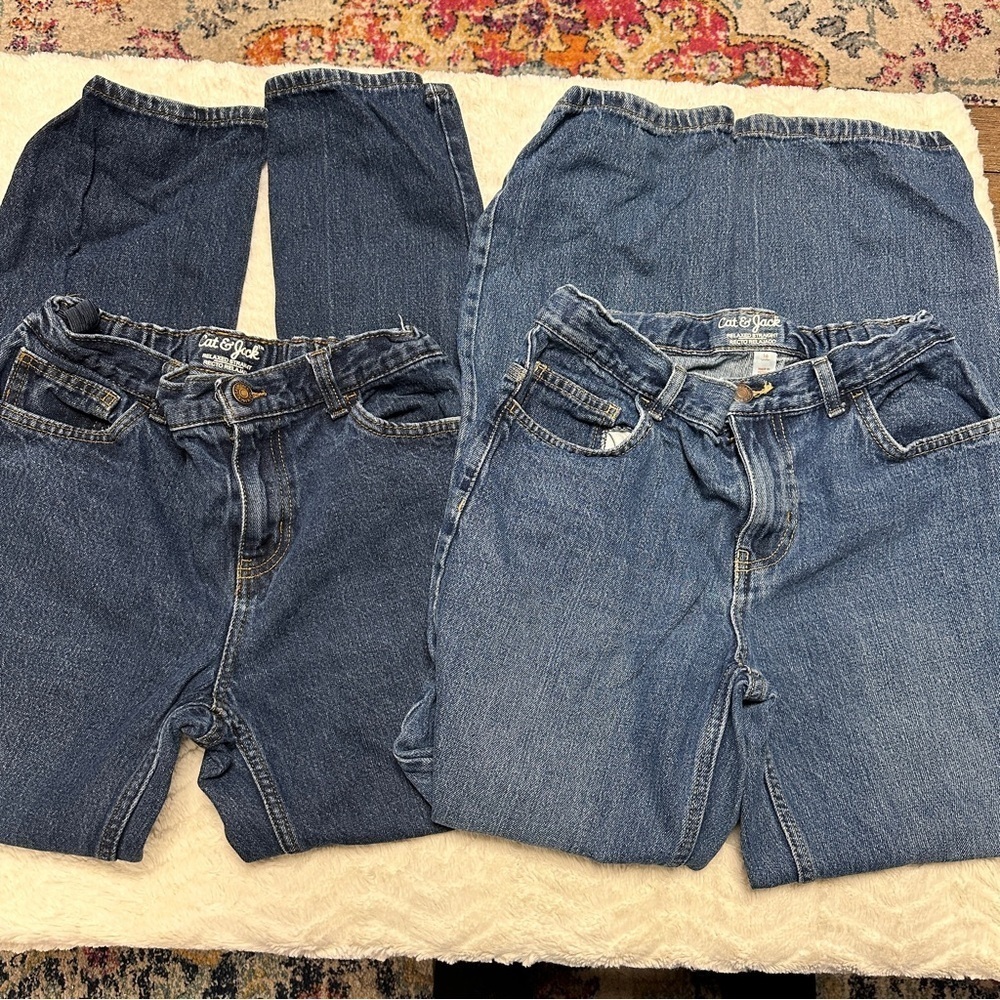 Cat & Jack Boys Relaxed Straight Leg Blue Denim Jeans TWO PAIRS!,  16